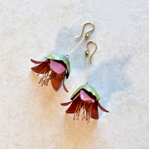 THE RED SILK COTTON OF ARGYLE STREET earrings by artist Chloe Kono