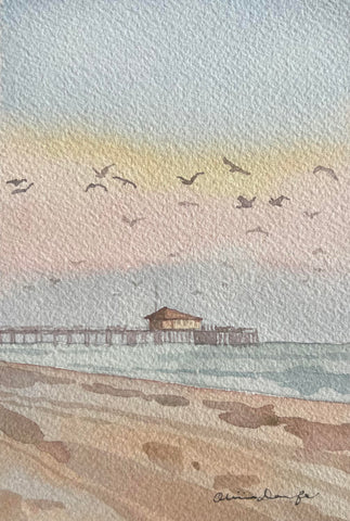Golden Hour at Santa Monica Beach 1 by artist Olivia Dornsife