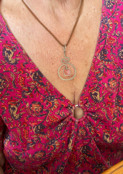 Serpentine Pendant, Rhodocrosite Stone