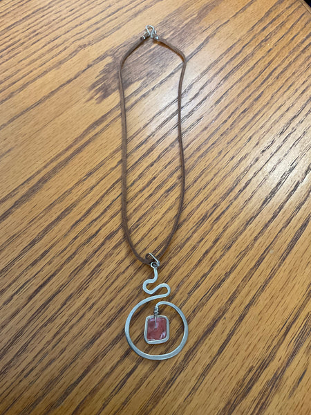 Serpentine Pendant, Rhodocrosite Stone