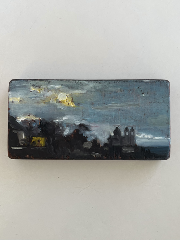 FULL MOON, VIEW FROM GRANDPARENT'S HOUSE by artist Athanasia Nancy Koutsouflakis