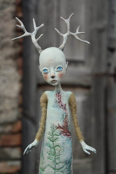 JELEN, THE SILENT GUARDIAN by featured artist Gioconda Pieracci of Pupillae Art Dolls