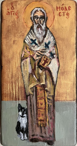 AGIOS MODESTOS, PATRON SAINT OF ANIMALS by artist Athanasia Nancy Koutsouflakis