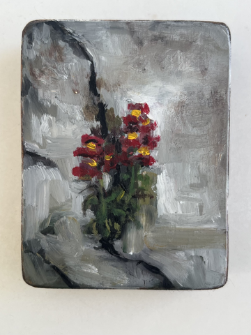 SNAPDRAGONS ON A WALL by artist Athanasia Nancy Koutsouflakis