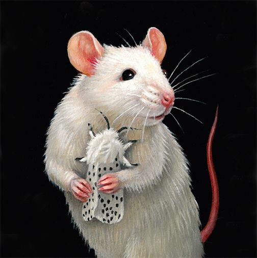 Lady Mouse with Ermine Moth (After Leonardo) Giclee Print by artist Olga Ponomarenko