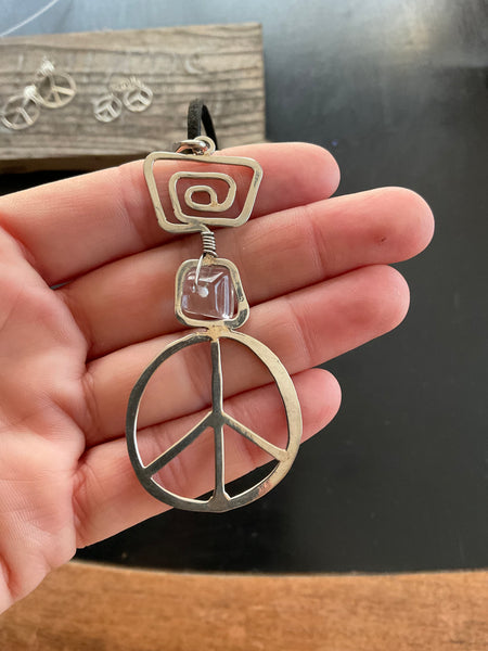 Peace Pendant, Clear Quartz