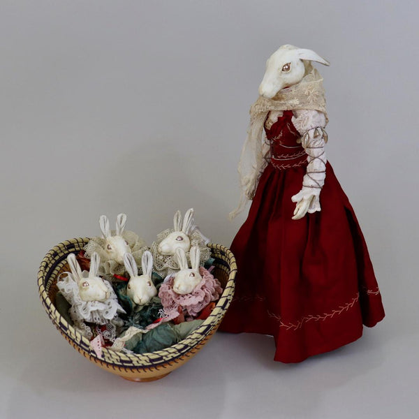 TUVA, Red Yule Bunny by artist Ragged Caravan (Alex Wells)