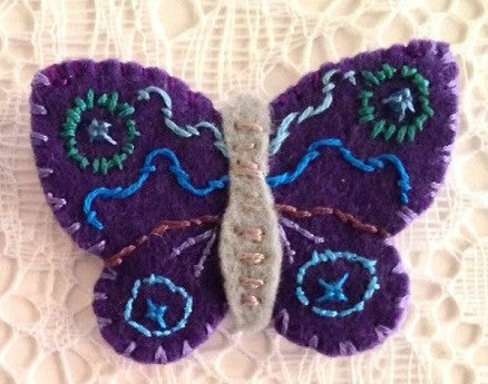 "Purple Blue Butterfly Pin #1" by artist Ulla Anobile