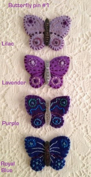 "Purple Blue Butterfly Pin #1" by artist Ulla Anobile