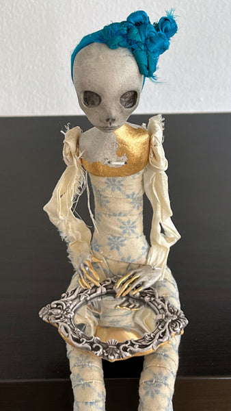 GIRL WITH A MIRROR, SKELETON by artist Francesca Loi