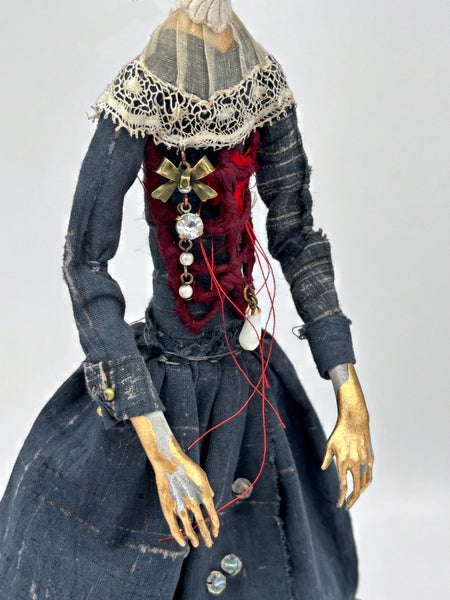GIRL WITH GLASS BEADS, SKELETON by artist Francesca Loi