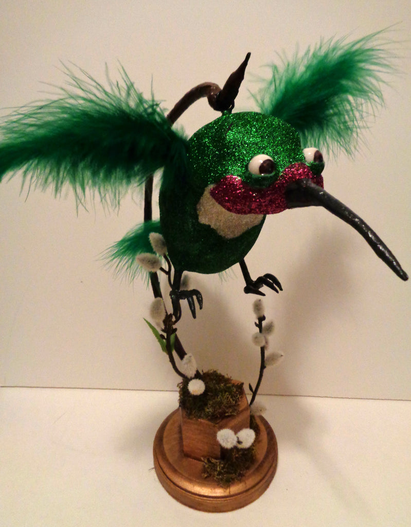 RARE THREE POUND RUBY THROATED ARGENTINE HUMMING BIRD by artist Denise Bledsoe