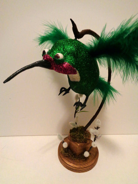 RARE THREE POUND RUBY THROATED ARGENTINE HUMMING BIRD by artist Denise Bledsoe