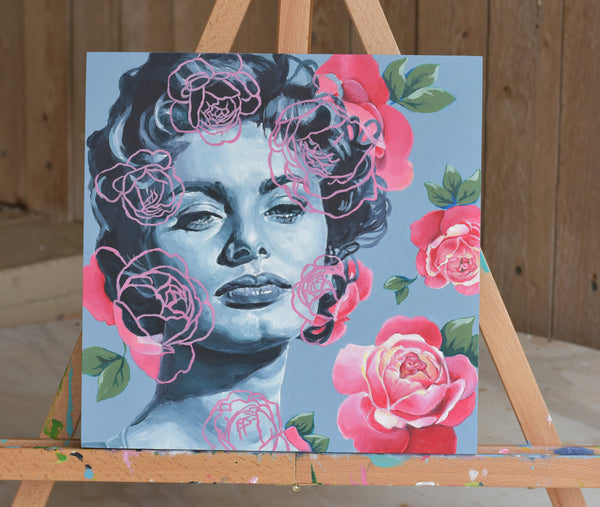 CLASSIC BEAUTY BLENDED IN FLORAL WALLPAPER #3 by artist Lydia Moon Hee Kim