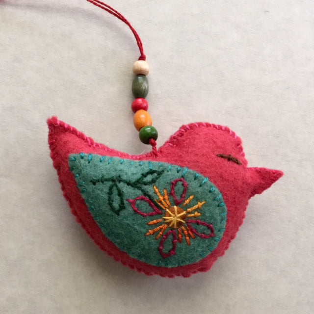 PLUMP BIRD ornament (meadow green wings) by artist Ulla Anobile