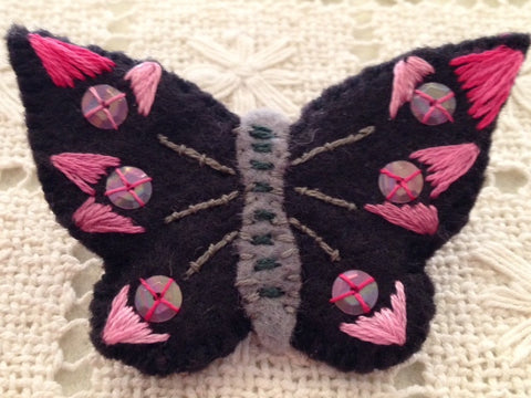 BUTTERFLY PIN (light pink sequins) by artist Ulla Anobile