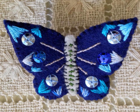 MIDNIGHT BLUE BUTTERFLY PIN by artist Ulla Anobile