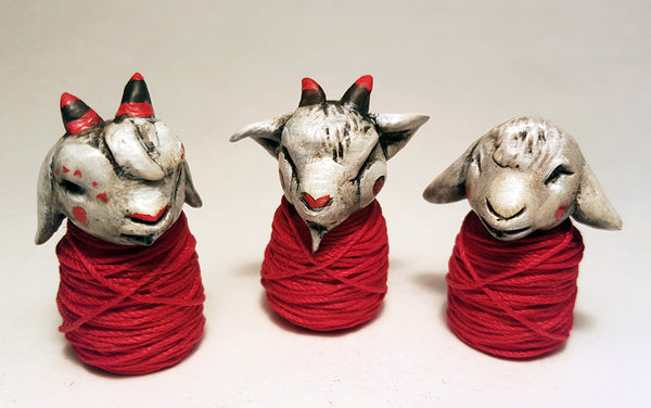 PERSONAL SCAPEGOAT (MINI, Horns, Ears Down) by artist Carisa Swenson