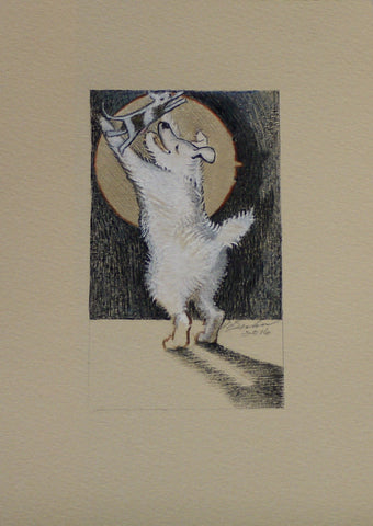THE LITTLE DOG LAUGHED TO SEE SUCH SPORT by artist Janet Olenik