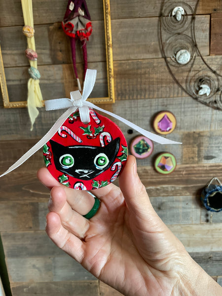 BLACK CAT brooch/ornament by artist Miki Lorena K.