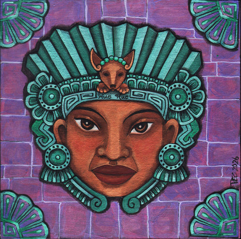 ITZA'S MASK PLAY (purple ~ turquoise) by Pamela Enríquez-Courts