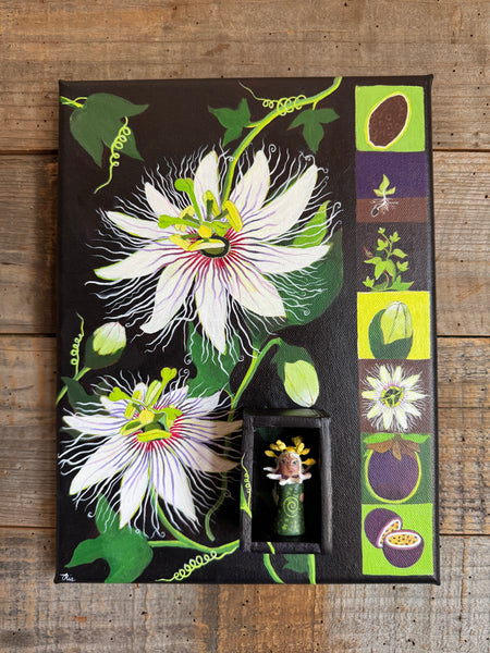 PASSIONFLOWER by artists Phoenix Glass (sculpture) and Ria Glassman (painting)