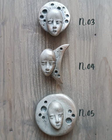 MOON 03, 04 and 05 BROOCHES by artist Gioconda Pieracci of Pupillae Art Dolls