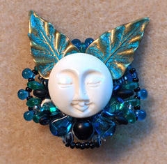 BLUE BEADED ELF BROOCH by artist Karin Skiba