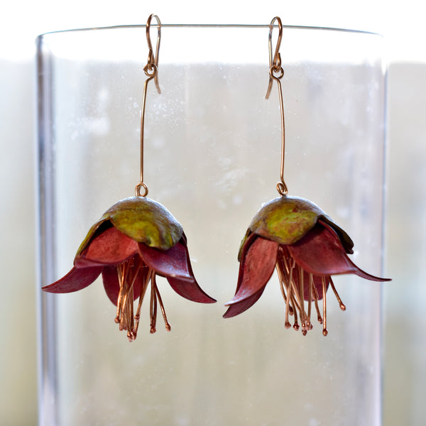 THE RED SILK COTTON OF ARGYLE STREET earrings by artist Chloe Kono