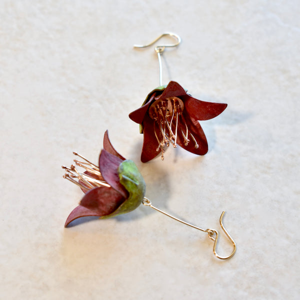 THE RED SILK COTTON OF ARGYLE STREET earrings by artist Chloe Kono