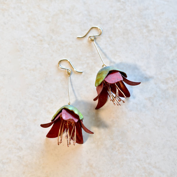 THE RED SILK COTTON OF ARGYLE STREET earrings by artist Chloe Kono