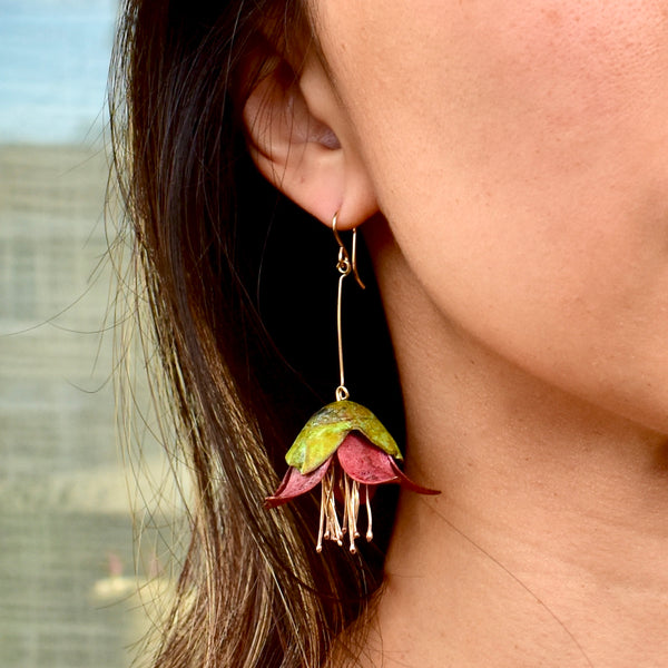 THE RED SILK COTTON OF ARGYLE STREET earrings by artist Chloe Kono