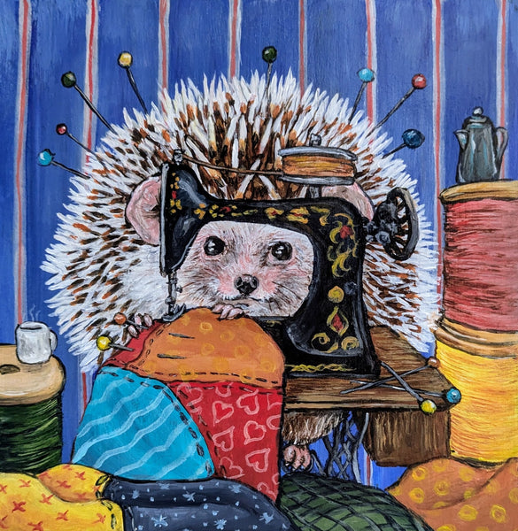 QUILTING HEDGEHOG by artist Diana Hartman