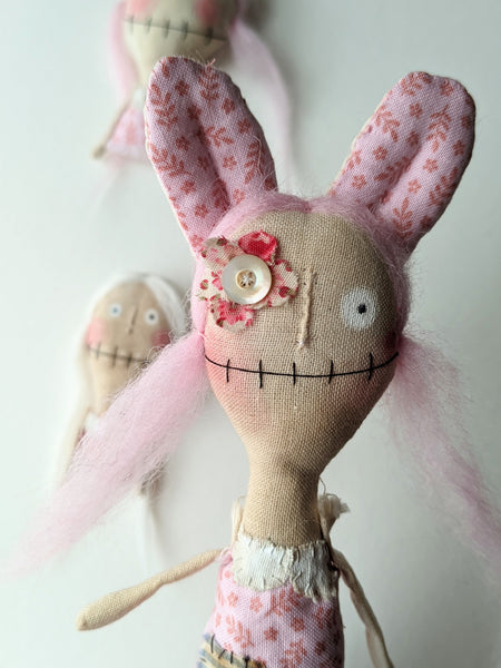 HAPPY BUNNY ART DOLL by artist Marie Charrois of Little Bird of Paradise