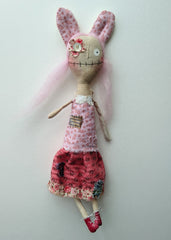 HAPPY BUNNY ART DOLL by artist Marie Charrois of Little Bird of Paradise