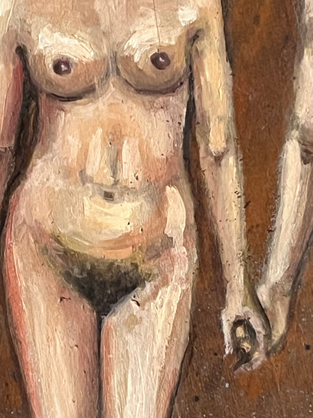 ATHENA AND NIKO by artists Athanasia Nancy Koutsouflakis (painting) and Elisa Cintron (fashion design)