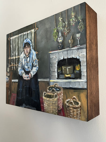 MÁGISSES (Witches) diptych by artists Athanasia Nancy Koutsouflakis (painting) and Angeliki Cintron (poem)