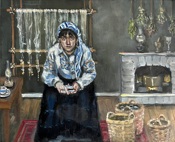 MÁGISSES (Witches) diptych by artists Athanasia Nancy Koutsouflakis (painting) and Angeliki Cintron (poem)