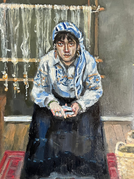 MÁGISSES (Witches) diptych by artists Athanasia Nancy Koutsouflakis (painting) and Angeliki Cintron (poem)