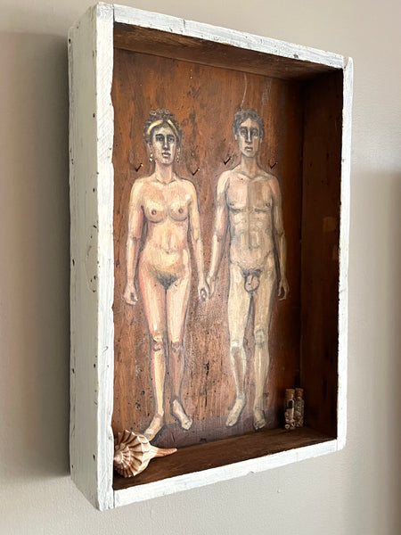 ATHENA AND NIKO by artists Athanasia Nancy Koutsouflakis (painting) and Elisa Cintron (fashion design)