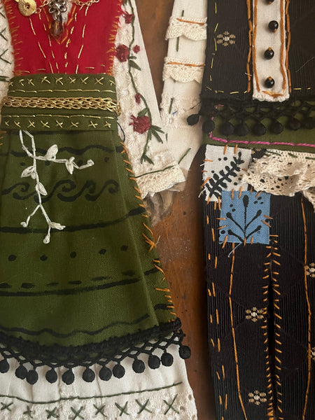 ATHENA AND NIKO by artists Athanasia Nancy Koutsouflakis (painting) and Elisa Cintron (fashion design)