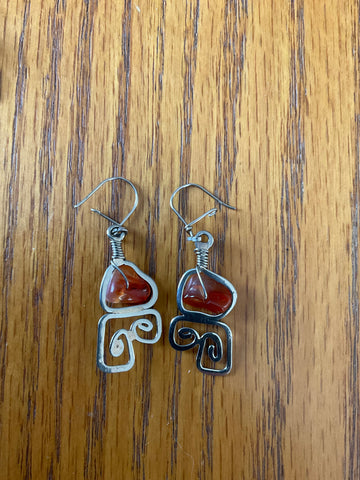 Swirl Earrings, Fire Agate