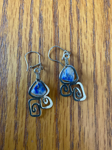 Swirl Earrings, Lapis Lazuli