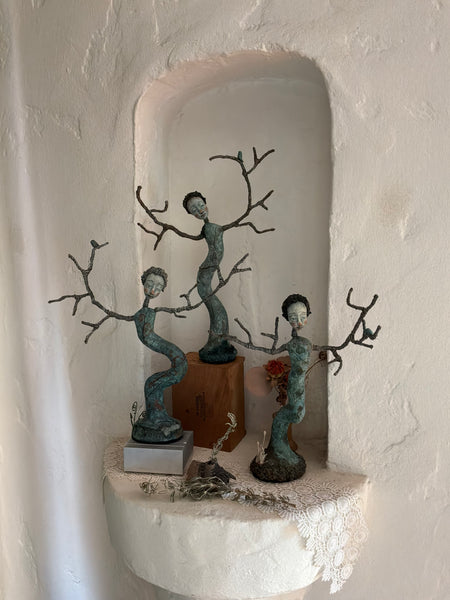 WINTER DANCERS, ASH, RUST and BOW by artist Gioconda Pieracci of Pupillae Art Dolls