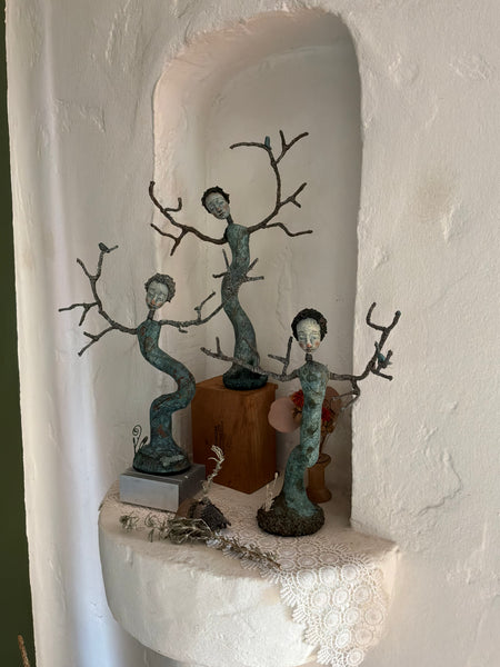 WINTER DANCERS, ASH, RUST and BOW by artist Gioconda Pieracci of Pupillae Art Dolls