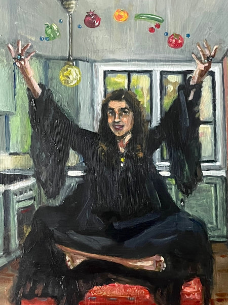 I is for Illusion (A wise old Greek woman once told me that if I can’t cook, I’ll never get married) by artist Athanasia Nancy Koutsouflakis