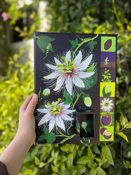 PASSIONFLOWER by artists Phoenix Glass (sculpture) and Ria Glassman (painting)