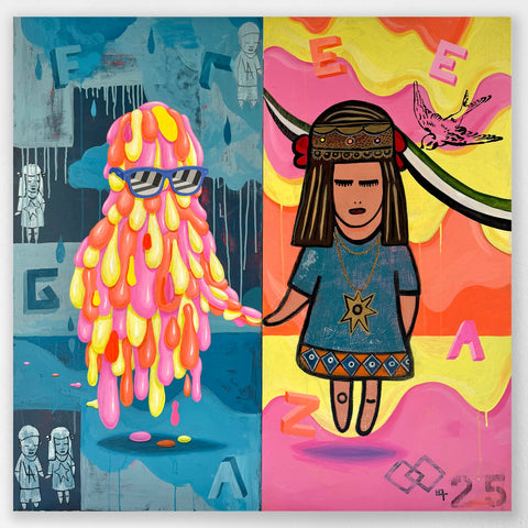 SPECIAL DAY by artists Jawsh Smyth and Sophia Gasparian (diptych, collab paintings)
