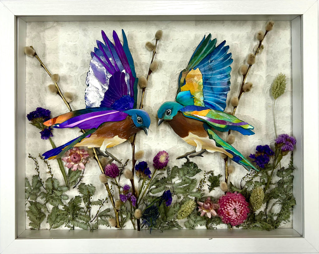 JUST BETWEEN US by artists Donna Polzin (dried flower art) and Sarah Polzin (multidimensional art)