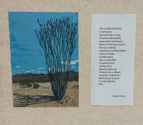 OCOTILLO by artists Lacey Bryant (painting) and Mayra Flores (poem)